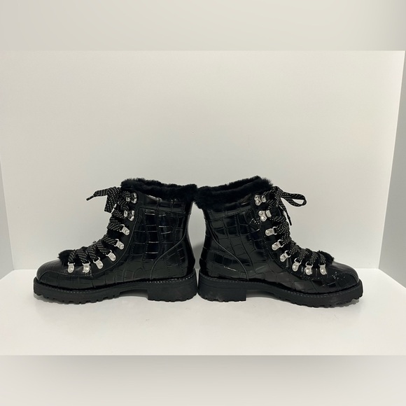 J Crew New Nordic boots in Black shiny croc-embossed leather size 10 NEW CE828 - Picture 7 of 12